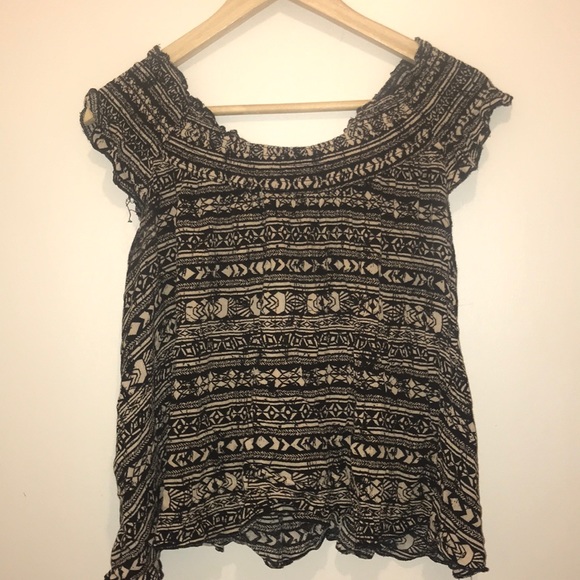 Aztec Print Off the Shoulder Top - Picture 1 of 3
